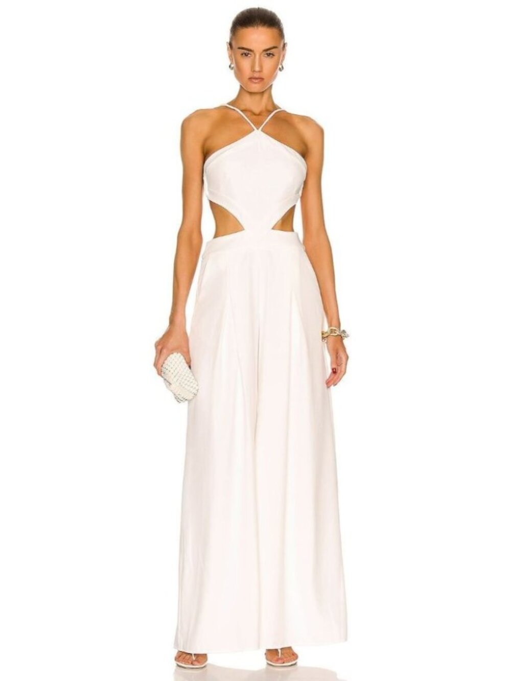 PatBO White Backless Cut-out Jumpsuit